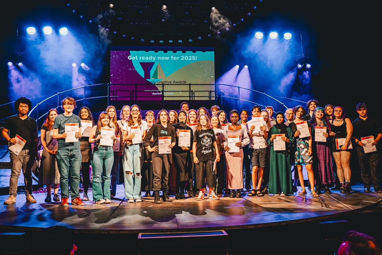 YCA 2024 Winners on stage at Nottingham Playhouse (photo by Luke Brennan)